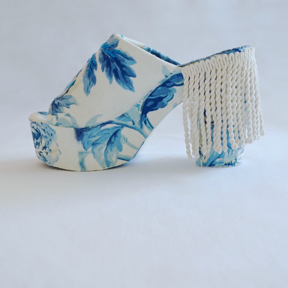 One of a kind. Handmade and embroidered heels.